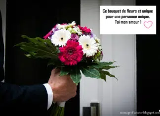 Message d'amour pour bouquet de fleurs