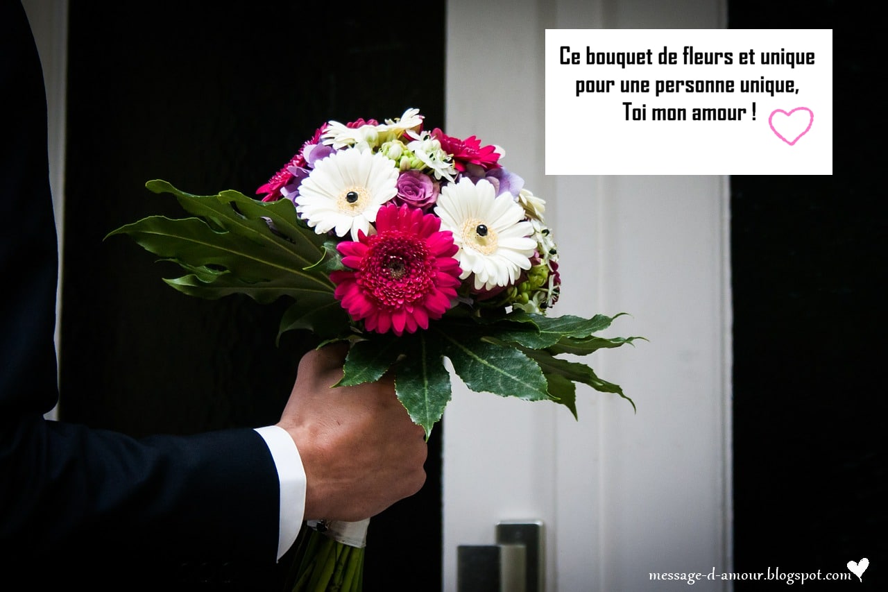 Message d'amour pour bouquet de fleurs