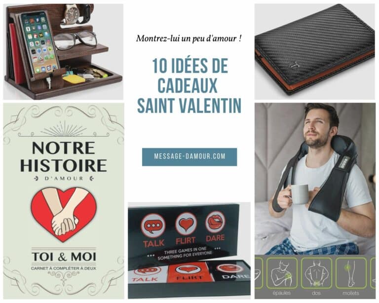 Montage photo d'idées de cadeaux saint valentin homme