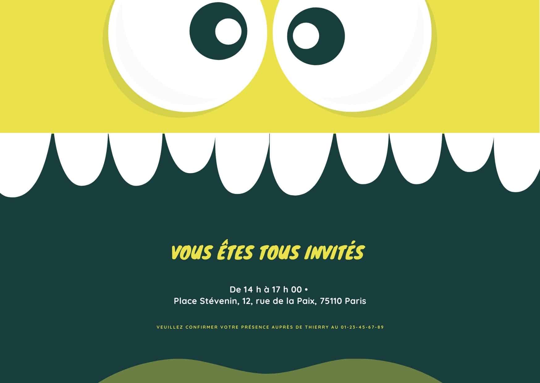 Vert Mignon Monstre Anniversaire Invitation humour