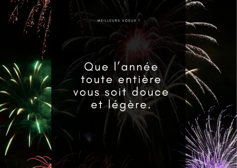 Feux d'artifice du Nouvel An avec citation inspirante.